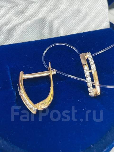 Серьги золото с фианитами 585 пробы арт С-2640 Серьги золото с фианитами 585 пробы арт С-2640