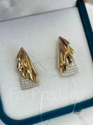  Серьги золото с фианитами 585 пробы   арт С-2674