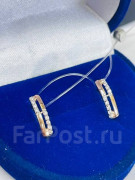 Серьги золото с фианитами 585 пробы   арт С-2640